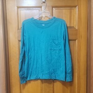 NWT Lou & Grey Blue/Green Long Sleeve Pocket Shirt, Women's Size Small
